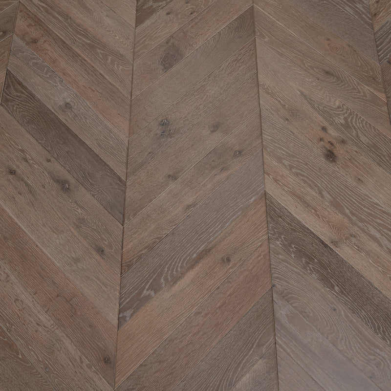 Chevron Engineered Classic  Oak  14mm x 90mm - Smoked Grey