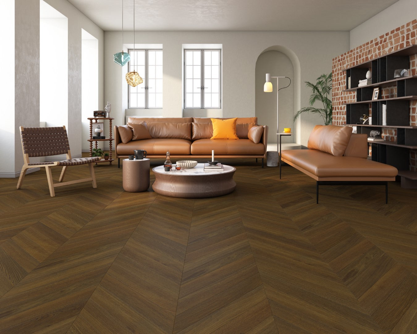 Chevron Engineered Classic Oak  14mm x 90mm - Dark Brown Oiled