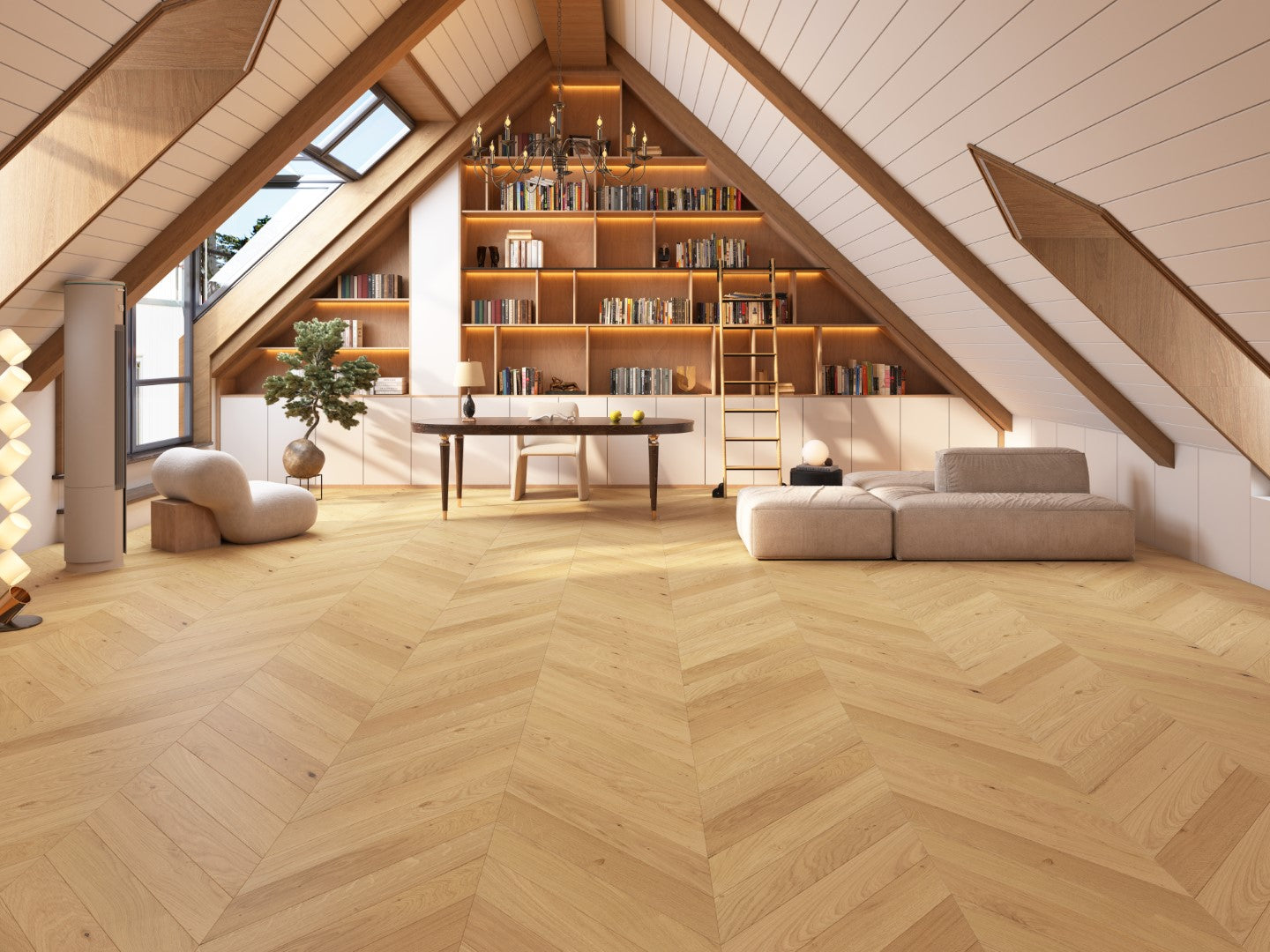 Chevron Engineered Classic Oak  14mm x 90mm - Matt Lacquered