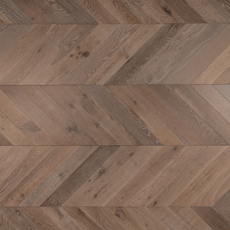 Chevron Engineered Classic  Oak  14mm x 90mm - Smoked Grey