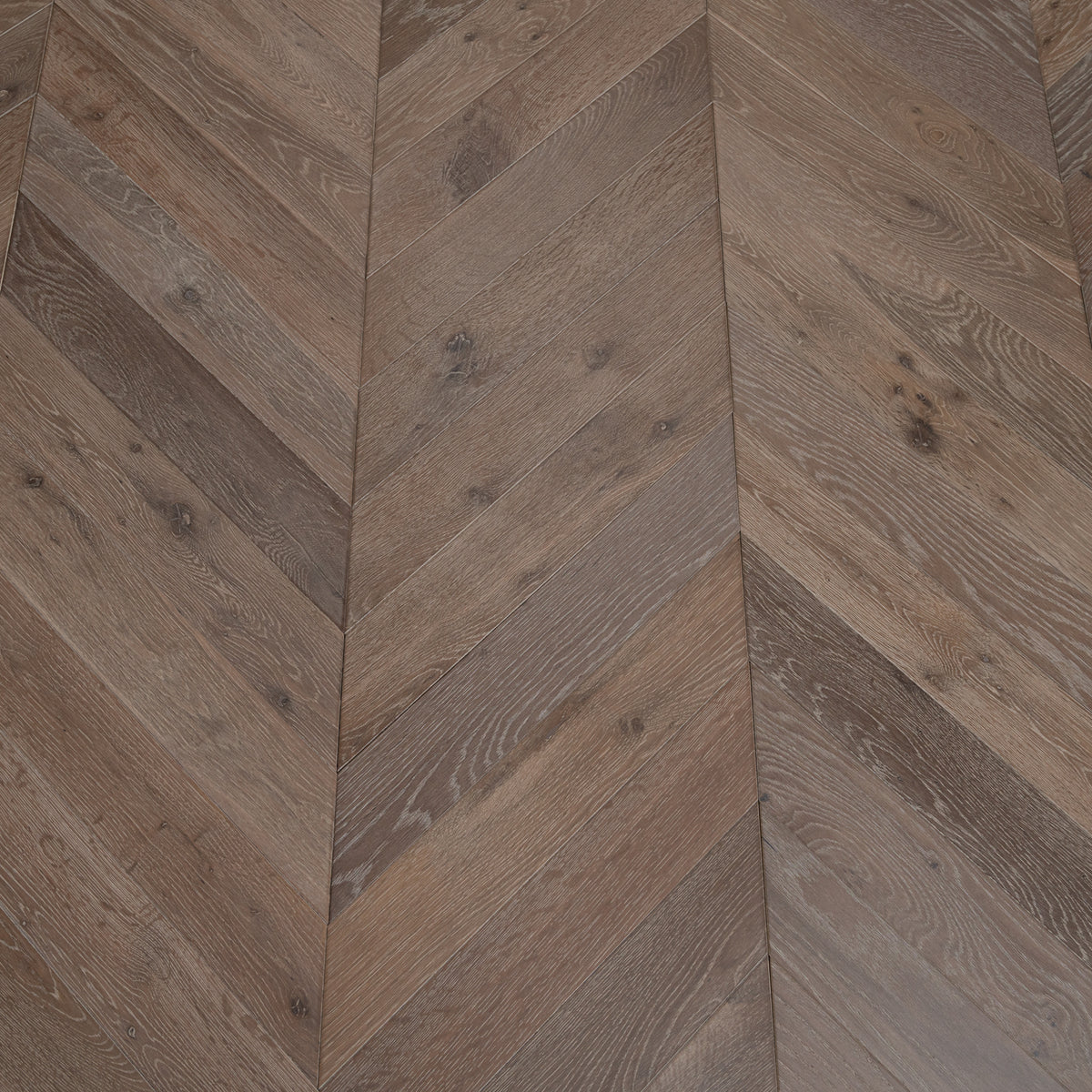 Chevron Engineered Classic  Oak  14mm x 90mm - Smoked Grey
