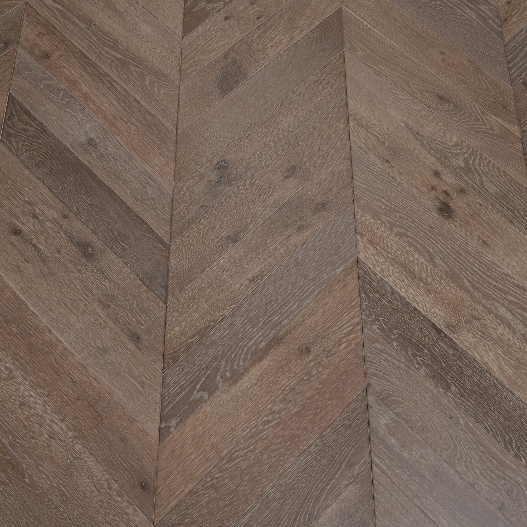 Chevron Engineered Classic  Oak  14mm x 90mm - Smoked Grey