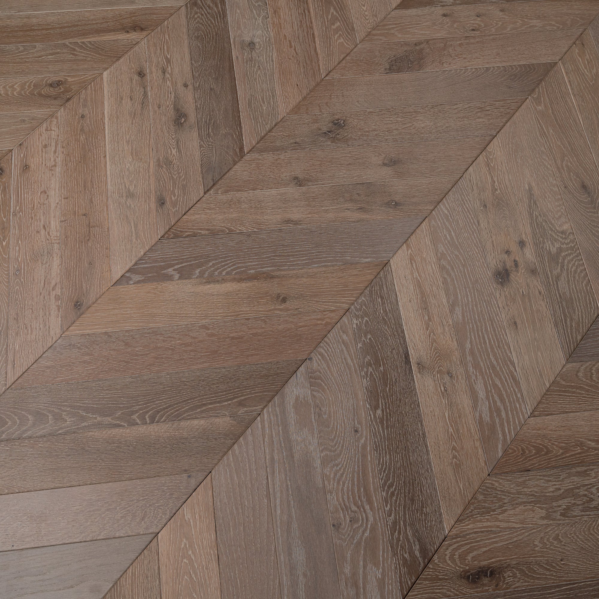 Chevron Engineered Classic  Oak  14mm x 90mm - Smoked Grey