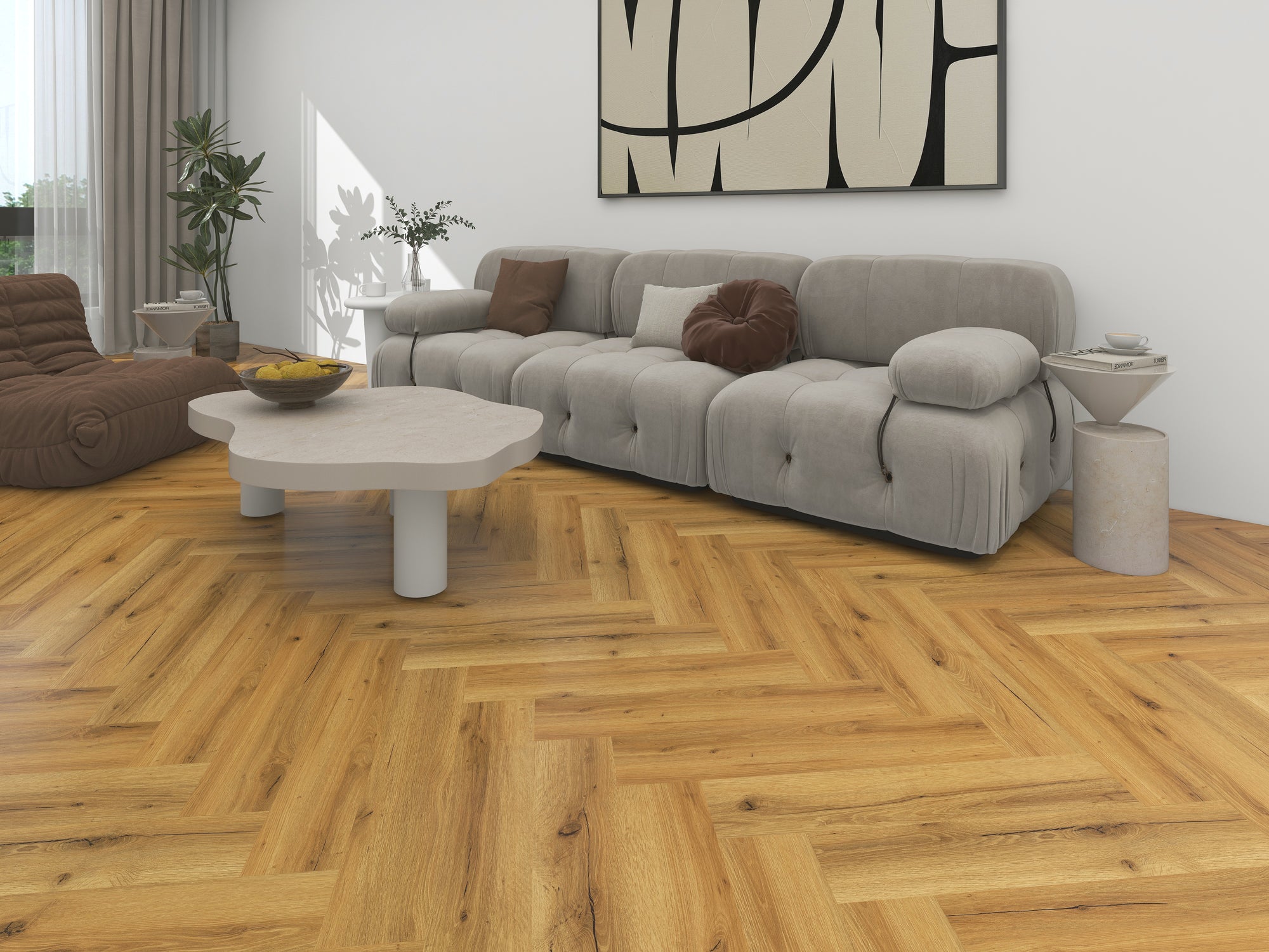 Aged Amber Herringbone