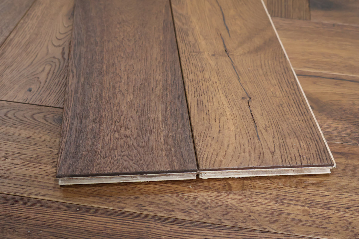 Herringbone Engineered Antique Oak 14mm x 125mm - Brown
