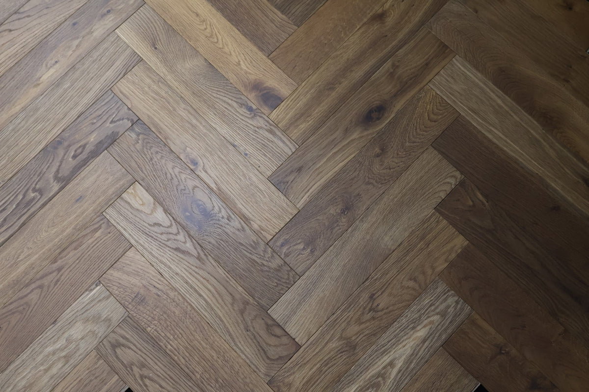 Herringbone Engineered Classic Oak 14mm x 90mm - Dark Smoked Oiled