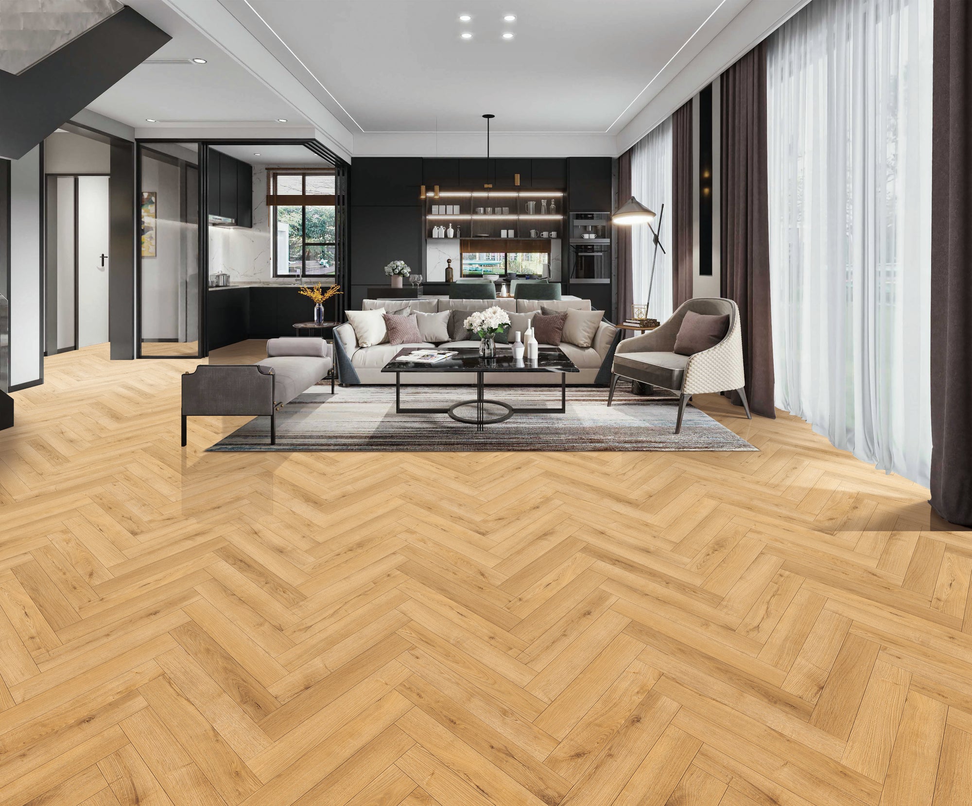 Sunwashed Oak Herringbone