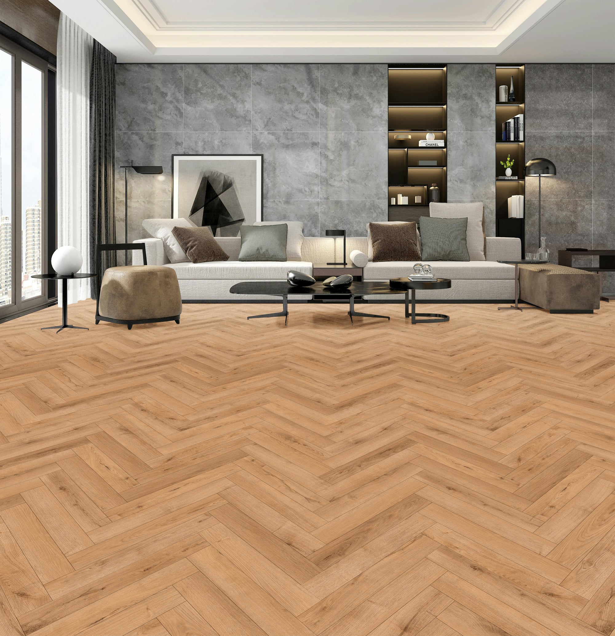 Honey Oak Herringbone